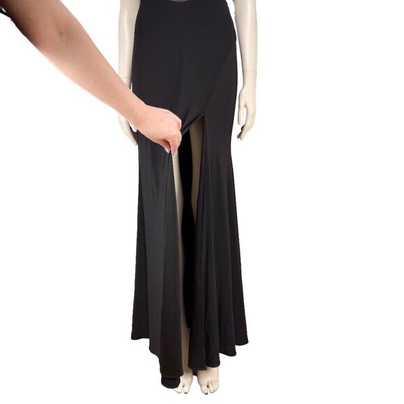 CLARISSE Low-back Prom Dress Mesh Contemporary Fitted Long Black Evening Gown 6 - Picture 6 of 12